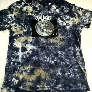 Libertador Savage 212 Logo TShirt Adult Sz XL‎ Graphic Blue Brown White TieDye